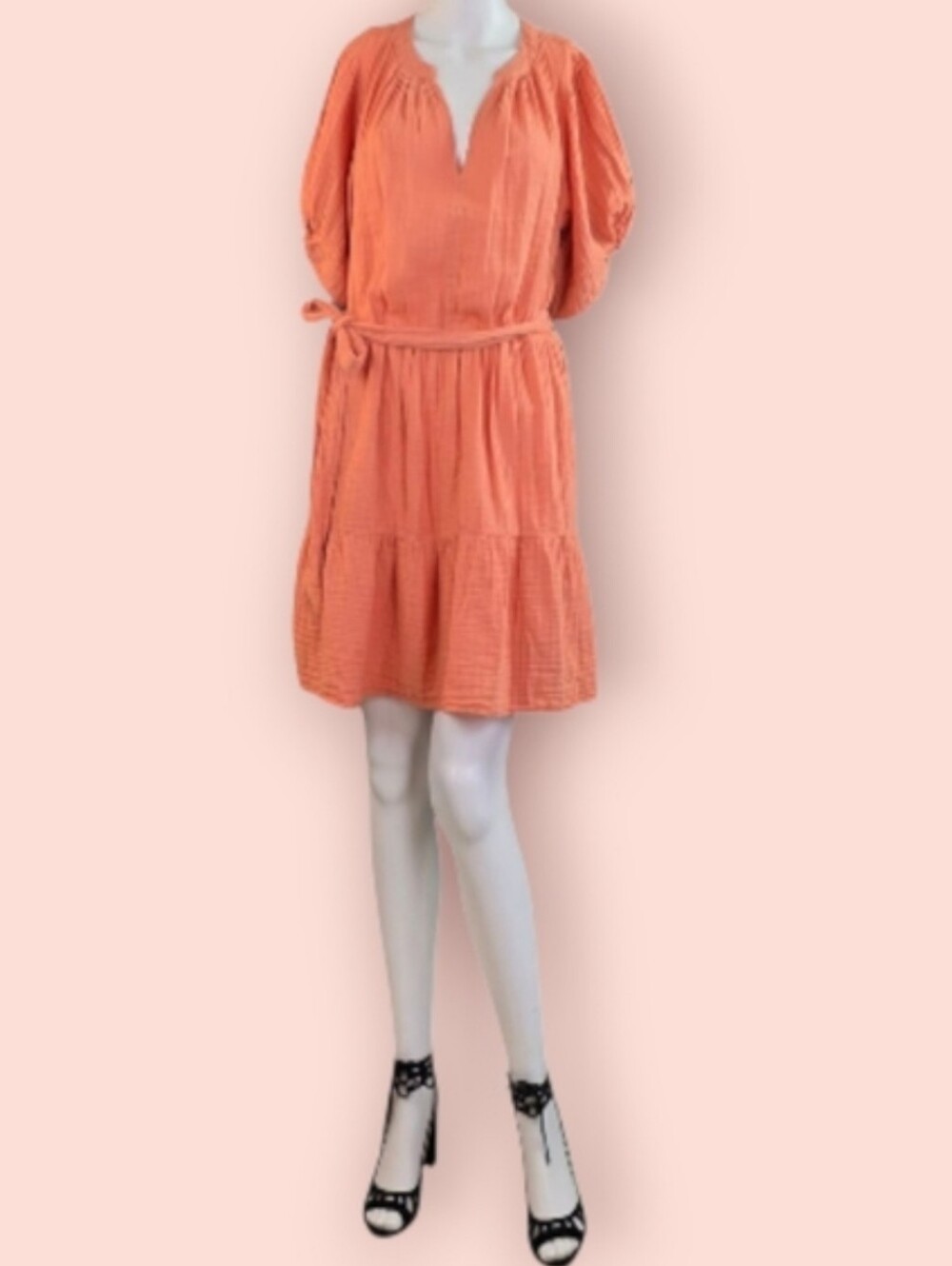 Velvet By Graham & Spencer Bella Mini-Dress In Peach, Rare Color!! - Picture 5 of 15